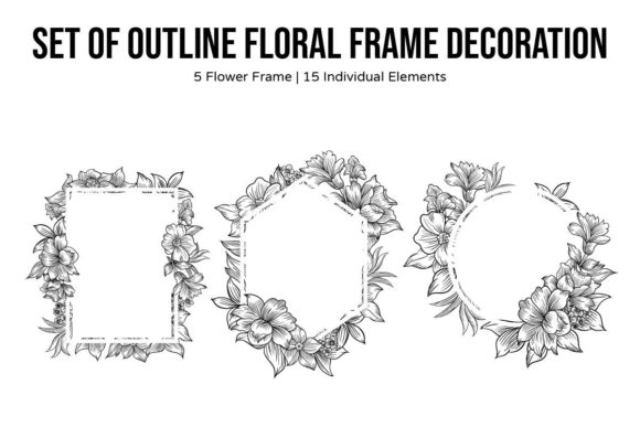 5 Outline Floral Frame Border Decoration