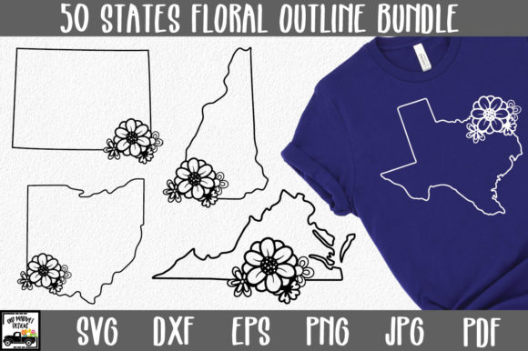 50 States SVG Bundle - US States Floral