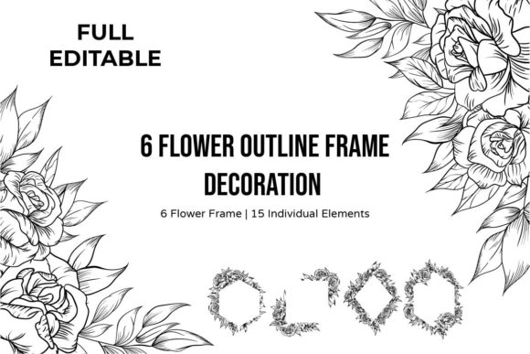 6 Floral Frame Outline Decoration