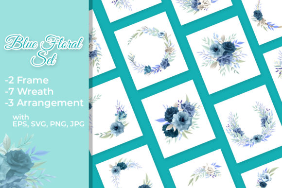Beautiful Blue Rose Floral Set Bundle