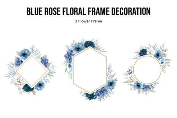 Blue Rose Floral Frame Decoration