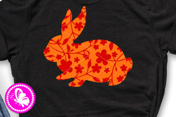 Bunny Clipart Floral Print Easter Sign