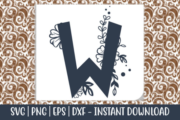 Floral Alphabet W for Free