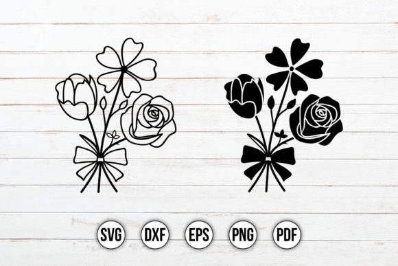 Floral Bouquet with Ribbon SVG