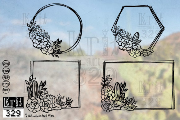 Floral Cactus Wreath Frame SVG