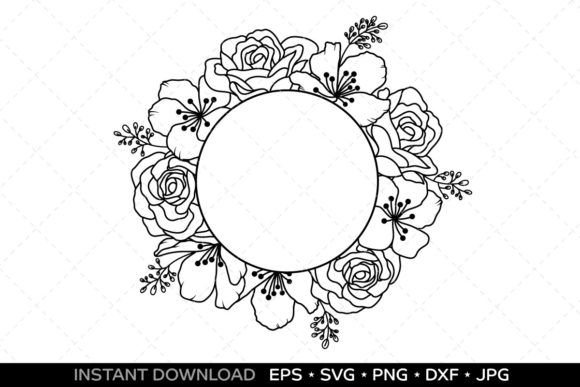 Floral Circle Frame Cutting Files