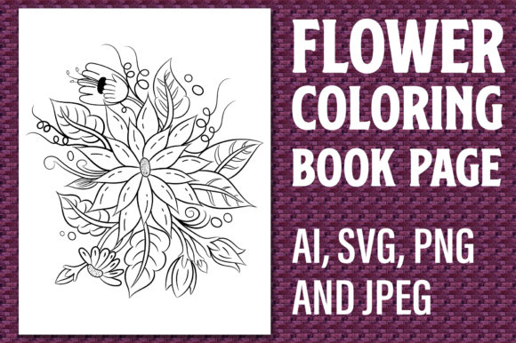 Floral Coloring Page, Flower Line Art