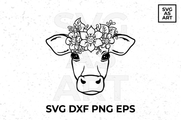 Floral Crown Cow Head SVG Cut File