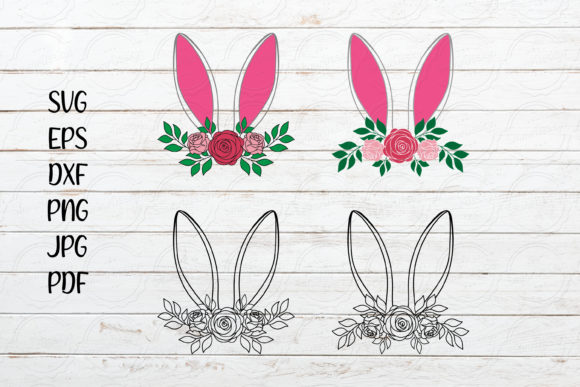 Floral Easter Bunny Ears, Easter SVG
