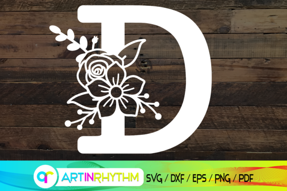 Floral Letter D, Alphabet Svg
