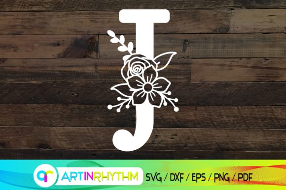 Floral Letter J, Alphabet Svg