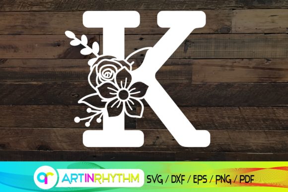 Floral Letter K, Alphabet SVG