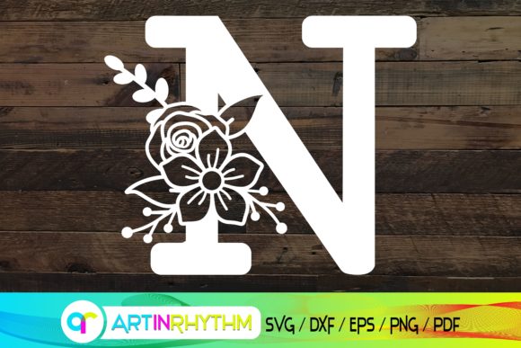 Floral Letter N, Alphabet SVG