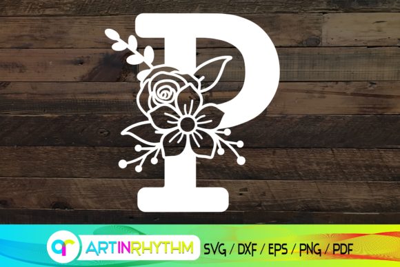 Floral Letter P, Alphabet SVG