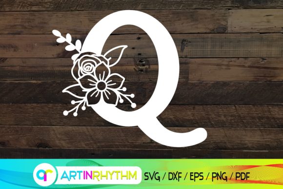 Floral Letter Q, Alphabet Svg