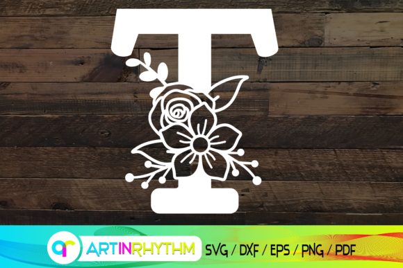 Floral Letter T, Alphabet SVG