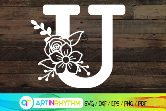 Floral Letter U, Alphabet Svg