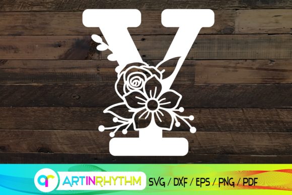 Floral Letter Y, Alphabet Svg