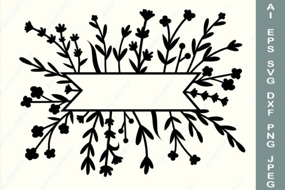 Floral Rectangle Frame, Flower Split