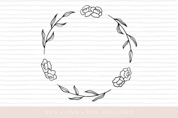 Floral Round Wreath with Leafs SVG EPS