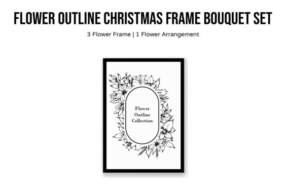 Flower Outline Christmas Frame Bouquet