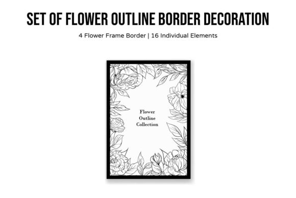 Flower Outline Frame Border Decoration