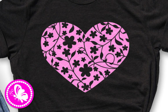 Heart Floral Print Pink Valentines Day