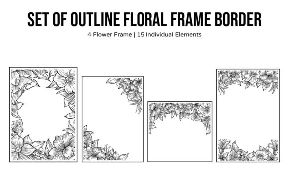 Outline Floral Frame Border Decor