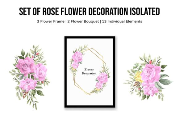 Rose Flower Frame and Bouquet Decoration