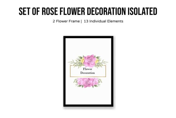 Rose Flower Frame Decoration Set Clipart