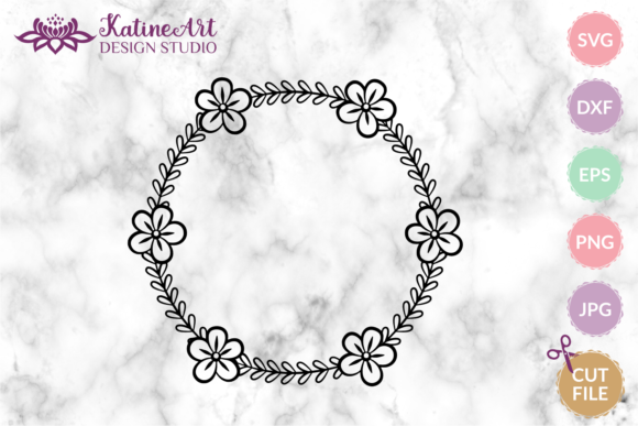 Spring Floral Wreath, Flower Border SVG